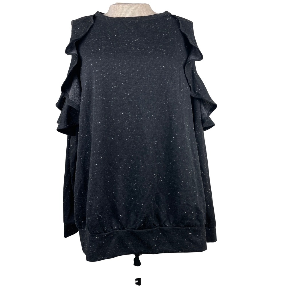 Isabel Maternity by Ingrid & Isabel Black Speckled Cold Shoulder Top L NWT